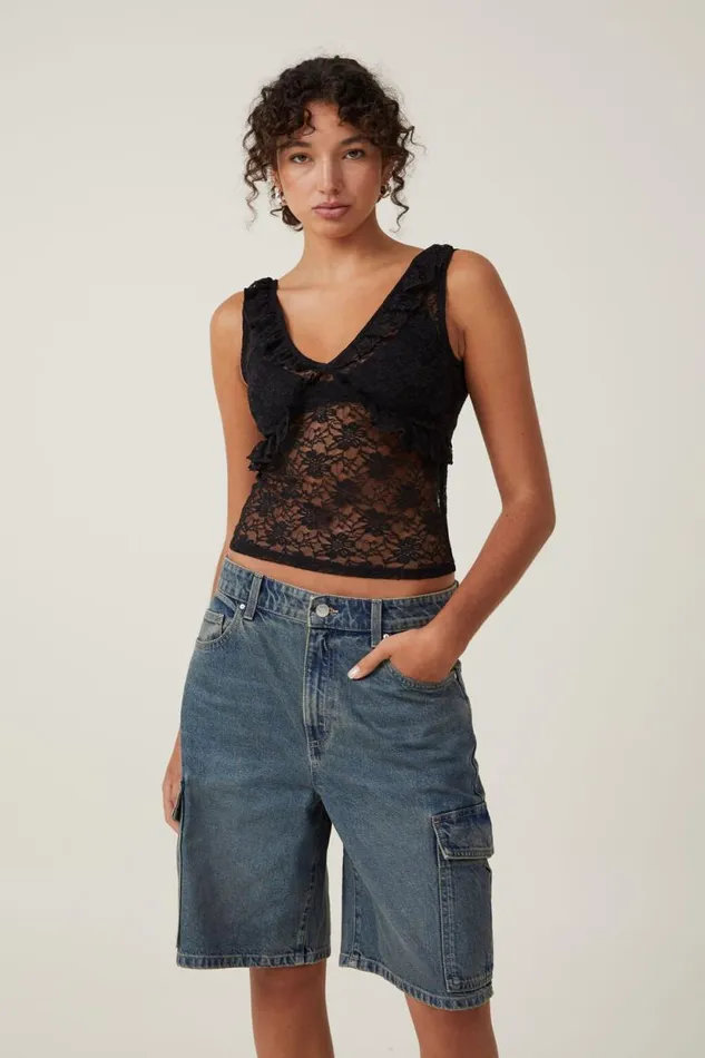 Super Baggy Cargo Denim Jort Logans Blue Women Cotton On Shorts
