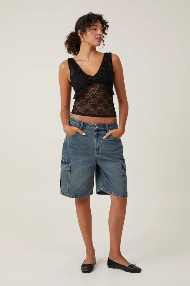 Super Baggy Cargo Denim Jort Logans Blue Women Cotton On Shorts