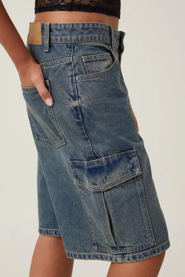 Super Baggy Cargo Denim Jort Logans Blue Women Cotton On Shorts