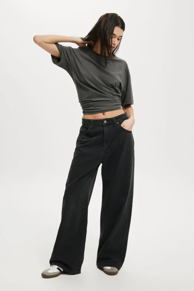 Super Baggy Jean Graphite Black Women Cotton On Pants