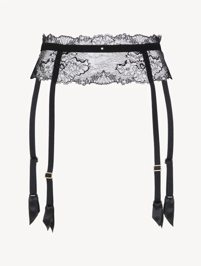 Suspender Belt In Black With Leavers Lace Lingerie La Perla Garter Belts