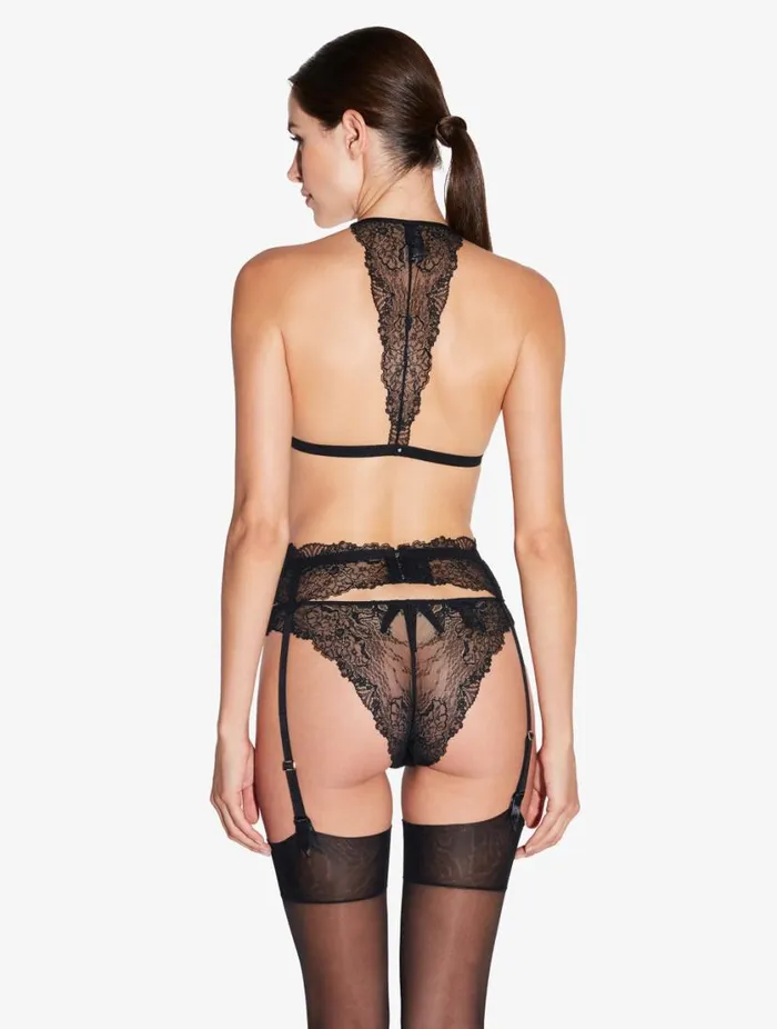Suspender Belt In Black With Leavers Lace Lingerie La Perla Garter Belts