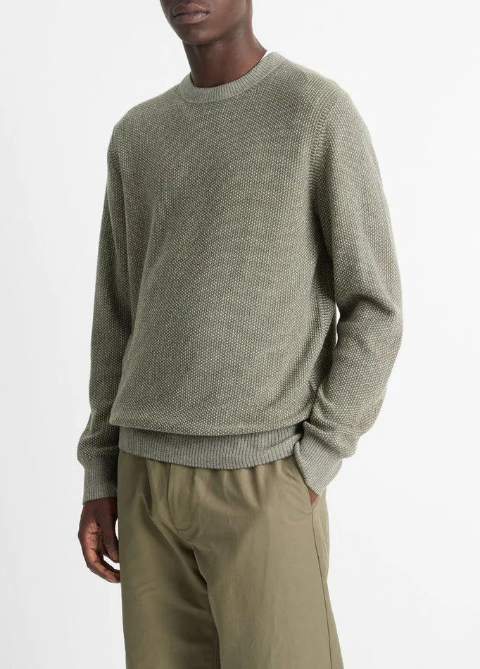 Sweaters Men Vince GeoJacquard WoolBlend Crew Neck Sweater Surplus Oliveheather Grey Sweaters Men Vince GeoJacquard WoolBlend Crew Neck Sweater Surplus Oliveheather Grey