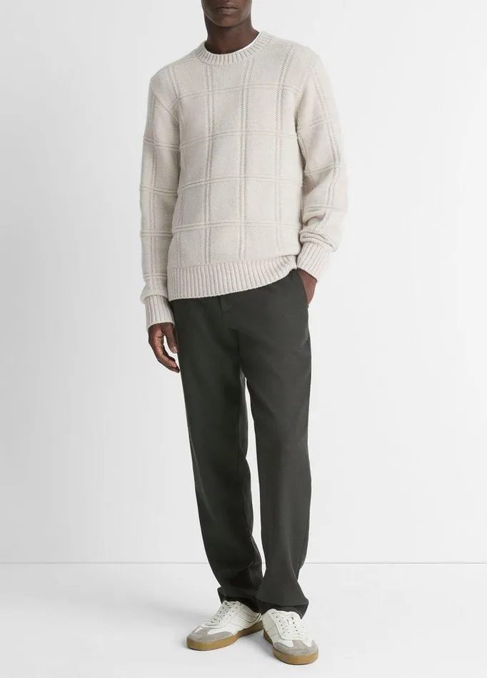 Sweaters Men Vince SeedStitch Windowpane Wool Sweater Heather Sheep