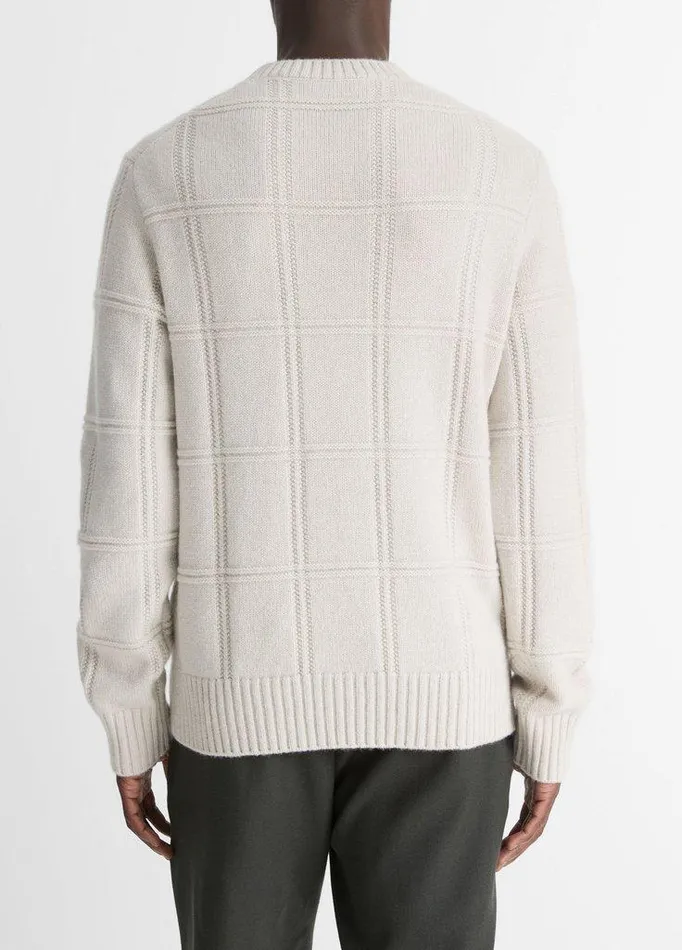 Sweaters Men Vince SeedStitch Windowpane Wool Sweater Heather Sheep Sweaters Men Vince SeedStitch Windowpane Wool Sweater Heather Sheep