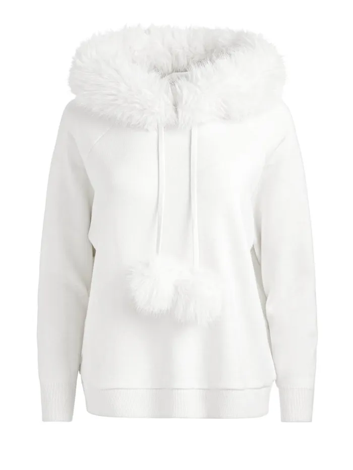 Sweaters Women Alice Olivia OSCAR HOODIE WITH FAUX FUR TRIM Black