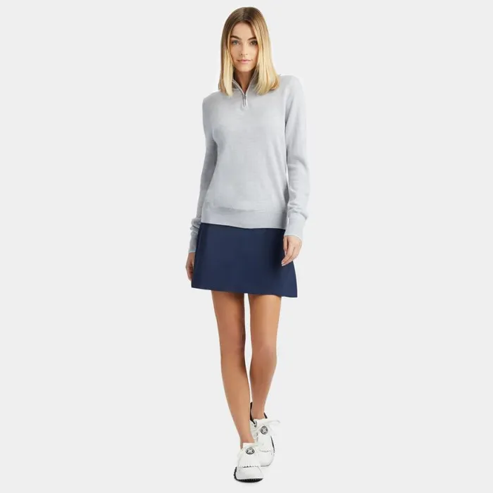 Sweaters Women GFORE CONTRAST TIPPED MERINO WOOL QUARTER ZIP SWEATER Heather Grey Sweaters Women GFORE CONTRAST TIPPED MERINO WOOL QUARTER ZIP SWEATER Heather Grey