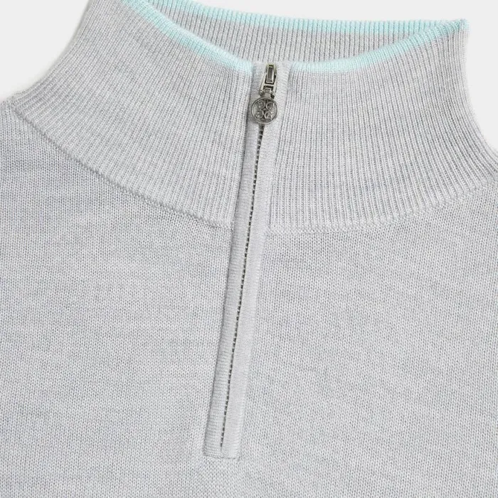 Sweaters Women GFORE CONTRAST TIPPED MERINO WOOL QUARTER ZIP SWEATER Heather Grey Sweaters Women GFORE CONTRAST TIPPED MERINO WOOL QUARTER ZIP SWEATER Heather Grey