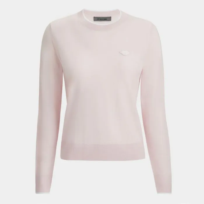 Sweaters Women GFORE TIPPED MOTHER GOLFER MERINO WOOL CREWNECK SWEATER Blush