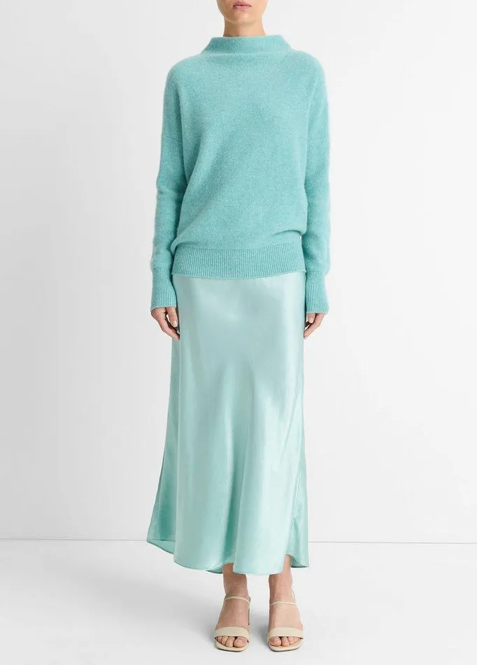 Sweaters Women Vince Plush Cashmere Funnel Neck Sweater Heather Aqua Gem