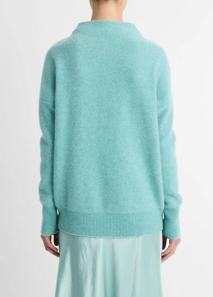 Sweaters Women Vince Plush Cashmere Funnel Neck Sweater Heather Aqua Gem Sweaters Women Vince Plush Cashmere Funnel Neck Sweater Heather Aqua Gem
