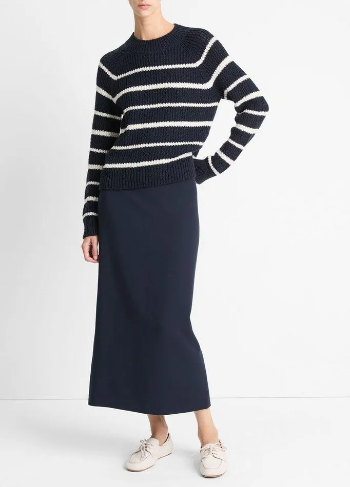 Sweaters Women Vince Ribbed Stripe CottonBlend Pullover Navypampas