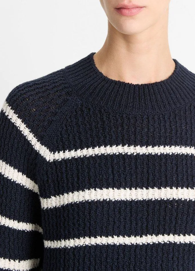 Sweaters Women Vince Ribbed Stripe CottonBlend Pullover Navypampas