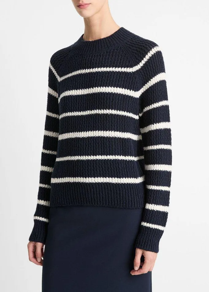 Sweaters Women Vince Ribbed Stripe CottonBlend Pullover Navypampas