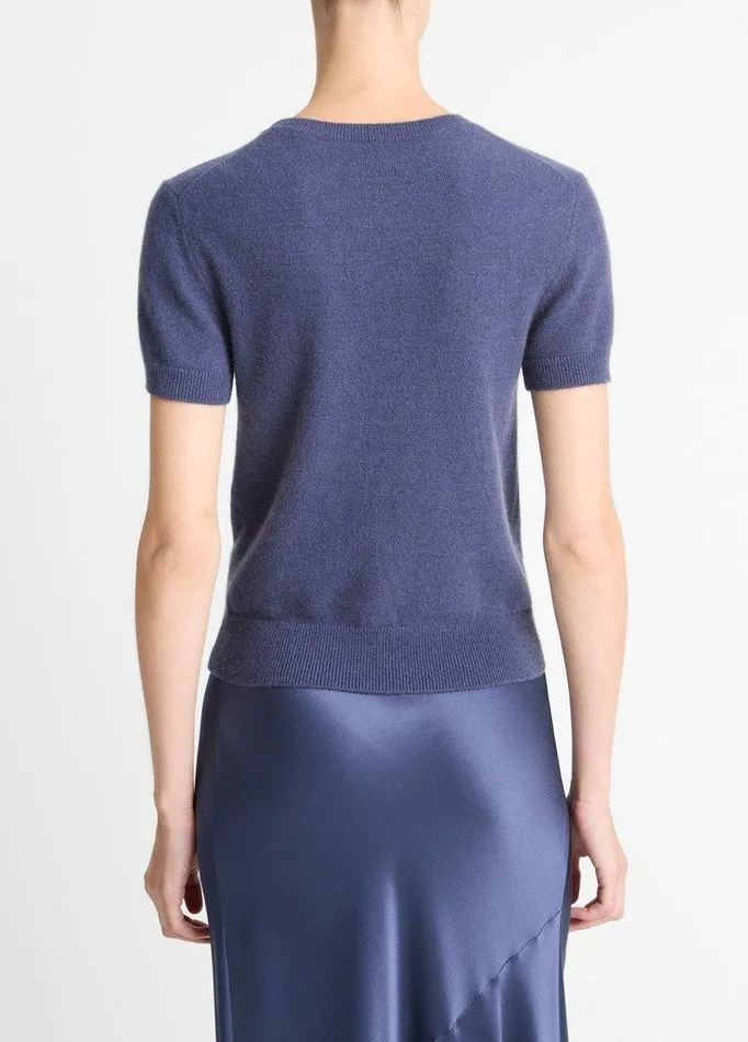 Sweaters Women Vince Wool and CashmereBlend ShortSleeve Sweater Dark Peri Sweaters Women Vince Wool and CashmereBlend ShortSleeve Sweater Dark Peri
