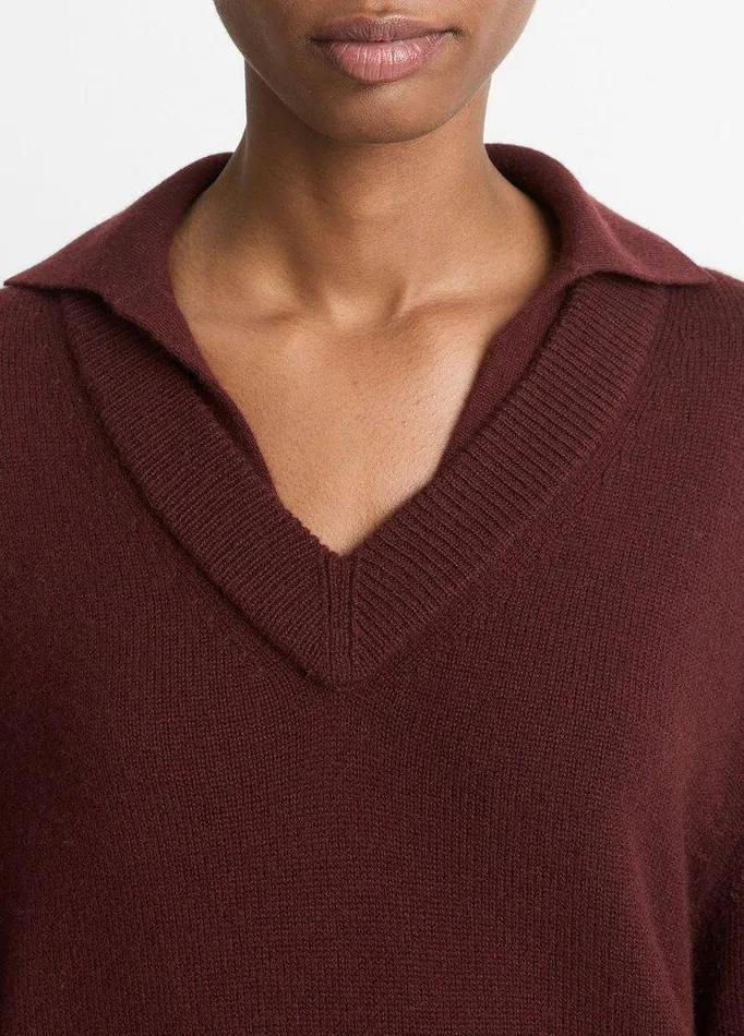 Sweaters Women Vince WoolCashmere DoubleLayer Collared Pullover Black Rose