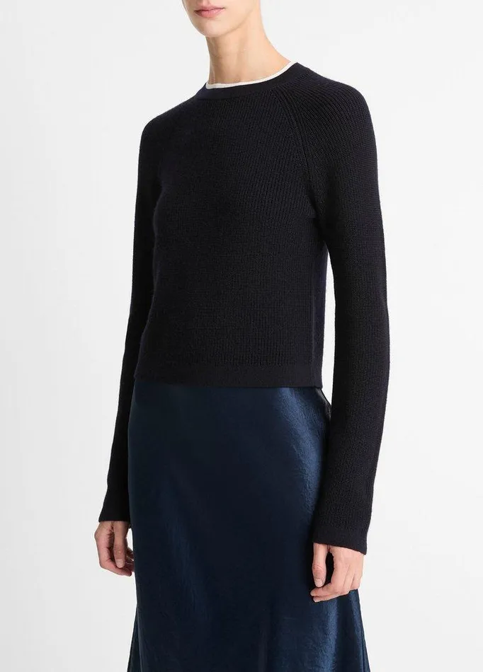 Sweaters Women Vince WoolCashmere DoubleNeck Sweater Coastal Blueoff White Sweaters Women Vince WoolCashmere DoubleNeck Sweater Coastal Blueoff White