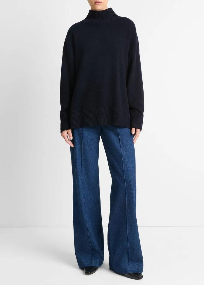 Sweaters Women Vince WoolCashmere DropShoulder Turtleneck Sweater Coastal Blue Sweaters Women Vince WoolCashmere DropShoulder Turtleneck Sweater Coastal Blue