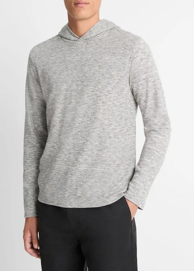 Sweatshirts and Hoodies Men Vince SpaceDye CottonBlend Hoodie Blackoff White Sweatshirts and Hoodies Men Vince SpaceDye CottonBlend Hoodie Blackoff White