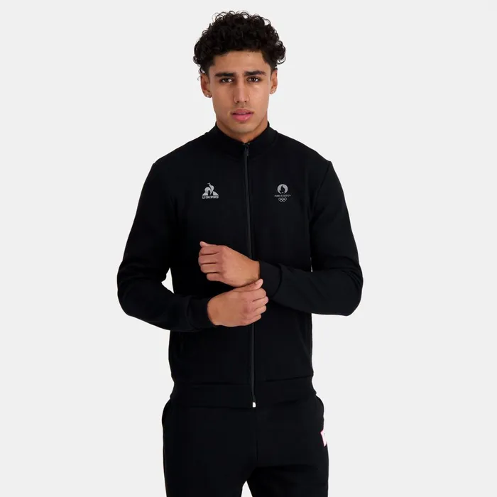 Sweatshirts Men Le Coq Sportif Paris 2024 ZipUp Sweatshirtshirt Black