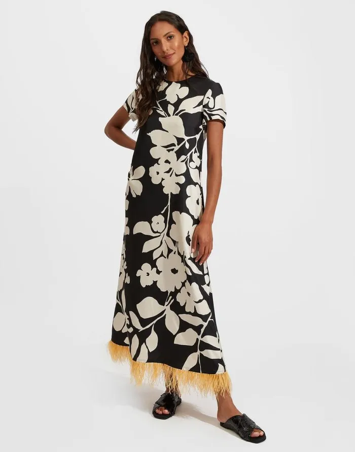 Swing Dress With Feathers Winter Jasmine Women La Double J Dresses
