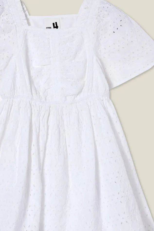 Symone Short Sleeve Dress White Broderie Girls Cotton On Dresses