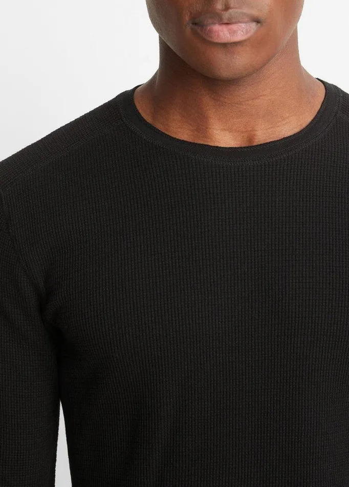 TShirts and Polos Men Vince Thermal Long Sleeve Crew Neck Pullover Black TShirts and Polos Men Vince Thermal Long Sleeve Crew Neck Pullover Black
