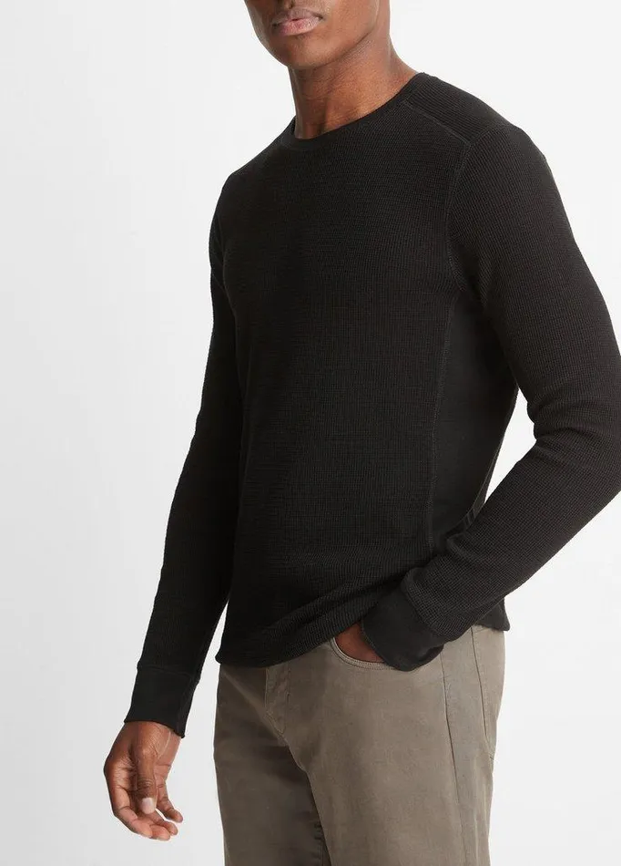TShirts and Polos Men Vince Thermal Long Sleeve Crew Neck Pullover Black TShirts and Polos Men Vince Thermal Long Sleeve Crew Neck Pullover Black