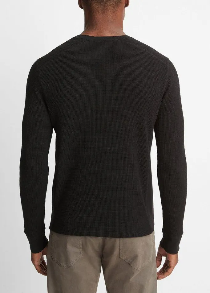 TShirts and Polos Men Vince Thermal Long Sleeve Crew Neck Pullover Black TShirts and Polos Men Vince Thermal Long Sleeve Crew Neck Pullover Black