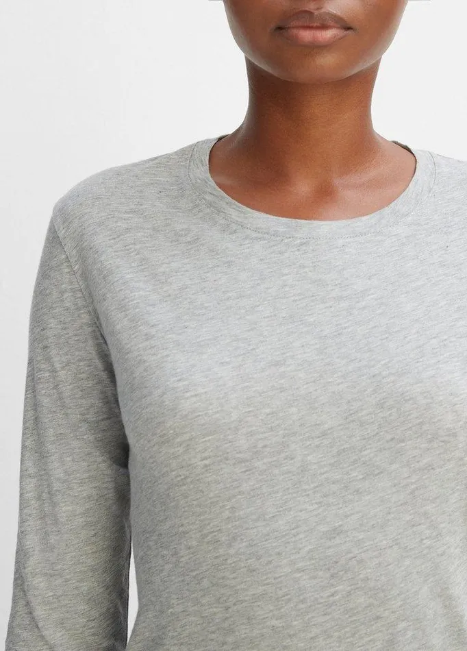 TShirts Women Vince Essential Long Sleeve Crew Neck TShirt Heather Grey TShirts Women Vince Essential Long Sleeve Crew Neck TShirt Heather Grey