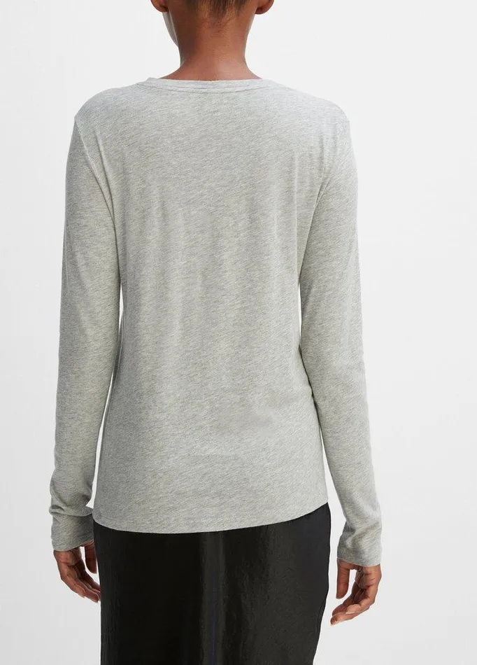 TShirts Women Vince Essential Long Sleeve Crew Neck TShirt Heather Grey TShirts Women Vince Essential Long Sleeve Crew Neck TShirt Heather Grey