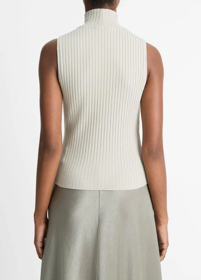 TShirts Women Vince Ribbed CottonBlend Turtleneck Top Pale Dove TShirts Women Vince Ribbed CottonBlend Turtleneck Top Pale Dove