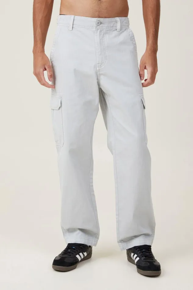 Tactical Cargo Pant Ice Grey Herringbone Men Cotton On Pants