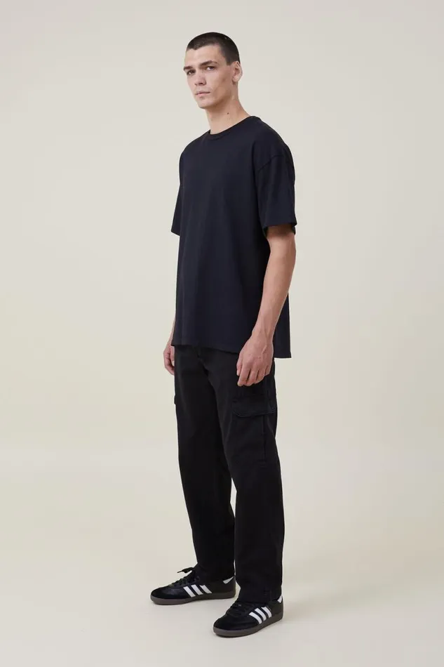 Tactical Cargo Pant Jet Black Herringbone Men Cotton On Pants
