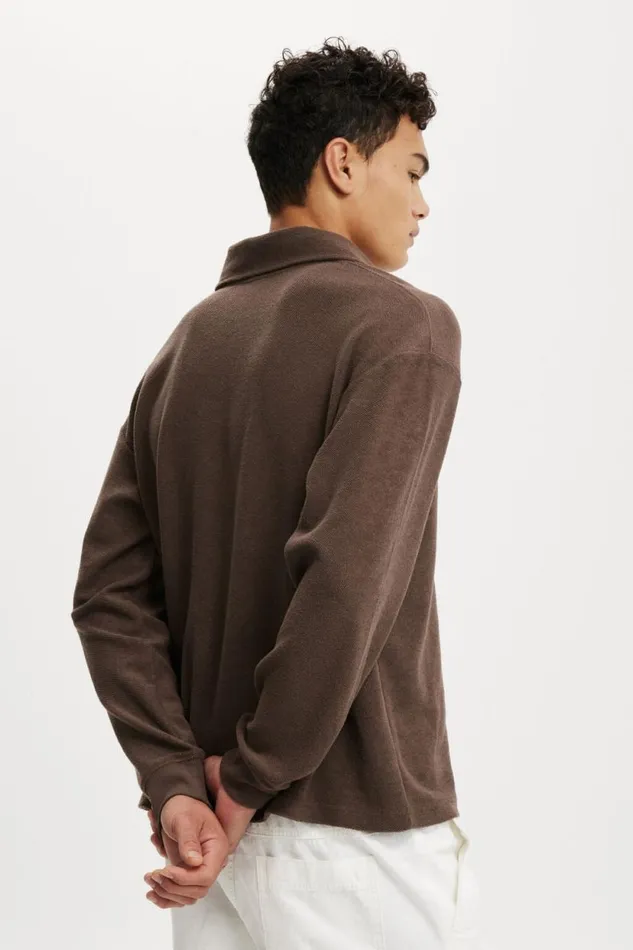 Textured Rugby Washed Chocolate Men Cotton On Sweats and Hoodies Textured Rugby Washed Chocolate Men Cotton On Sweats and Hoodies