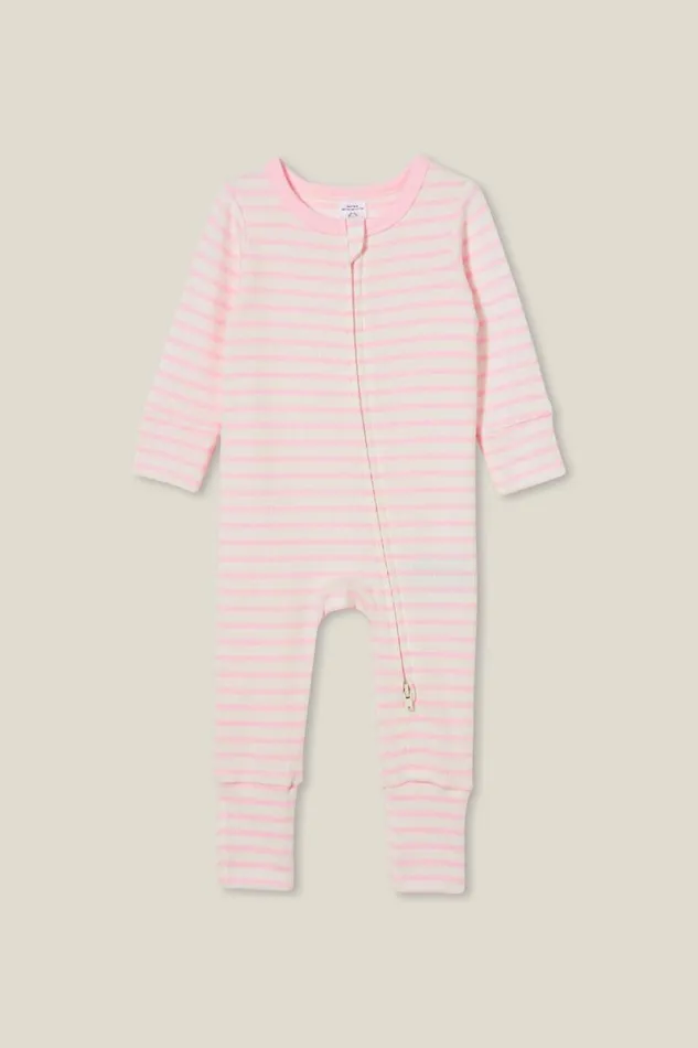 The Billie Long Sleeve Rib Romper Ballerinavanilla Stripe Baby Cotton On Rompers and Bubbysuits The Billie Long Sleeve Rib Romper Ballerinavanilla Stripe Baby Cotton On Rompers and Bubbysuits