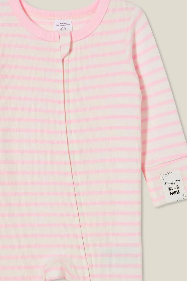 The Billie Long Sleeve Rib Romper Ballerinavanilla Stripe Baby Cotton On Rompers and Bubbysuits The Billie Long Sleeve Rib Romper Ballerinavanilla Stripe Baby Cotton On Rompers and Bubbysuits