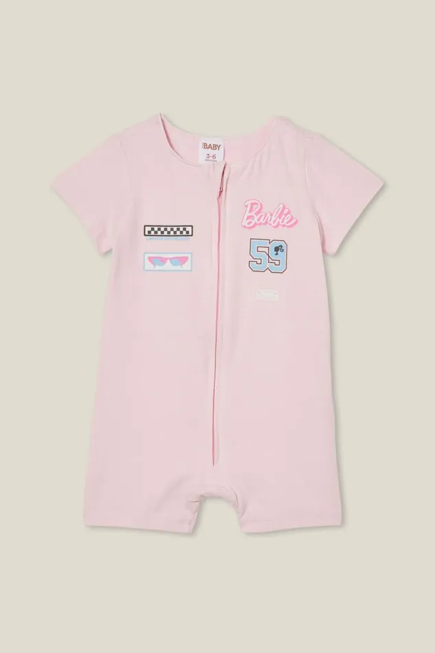 The Billie Short Sleeve Zip Romper License Lcn Mat Ballerinamoto Barbie Baby Cotton On Rompers and Bubbysuits The Billie Short Sleeve Zip Romper License Lcn Mat Ballerinamoto Barbie Baby Cotton On Rompers and Bubbysuits