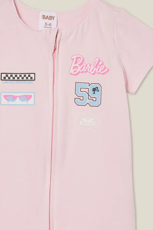 The Billie Short Sleeve Zip Romper License Lcn Mat Ballerinamoto Barbie Baby Cotton On Rompers and Bubbysuits The Billie Short Sleeve Zip Romper License Lcn Mat Ballerinamoto Barbie Baby Cotton On Rompers and Bubbysuits