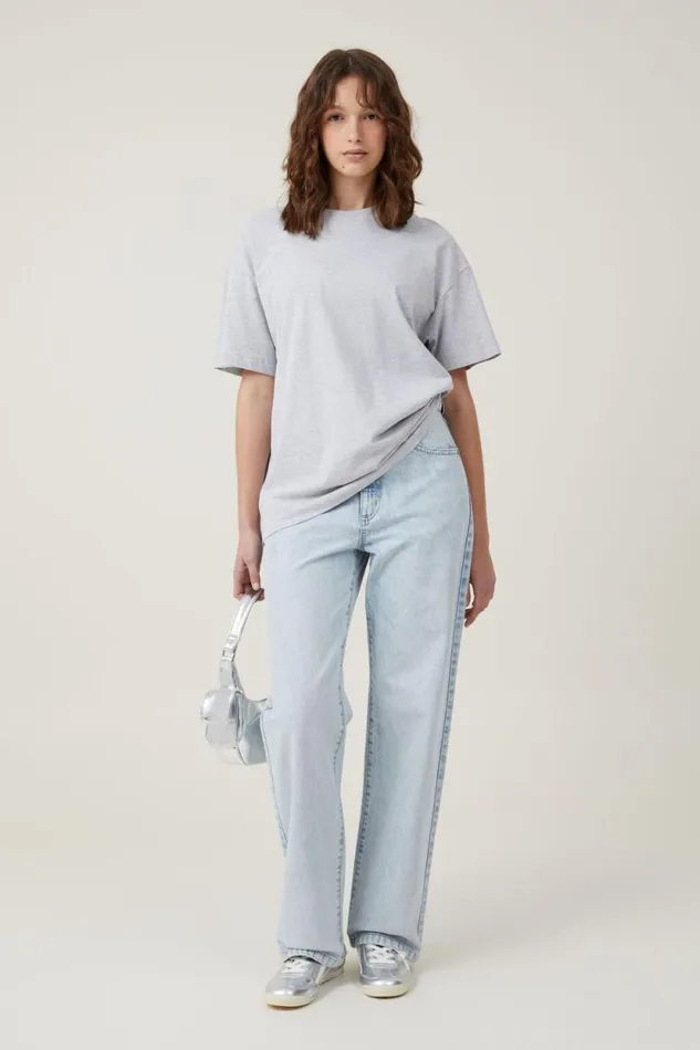The Boxy Oversized Tee Grey Marle Women Cotton On Tops