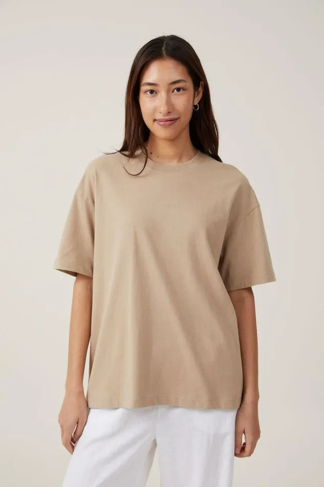 The Boxy Oversized Tee Mid Taupe Women Cotton On Tops