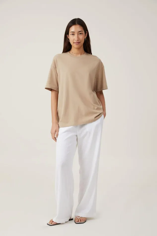 The Boxy Oversized Tee Mid Taupe Women Cotton On Tops