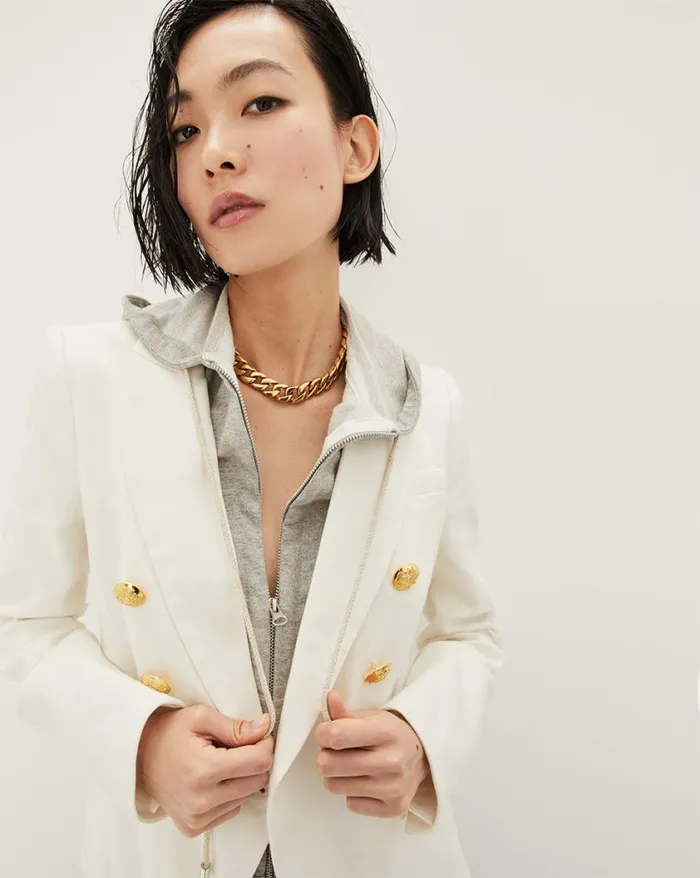 The Miller Jacket Jackets Veronica Beard Miller Linen Dickey Jacket Hoodie Dickey Set Whiteheather Grey