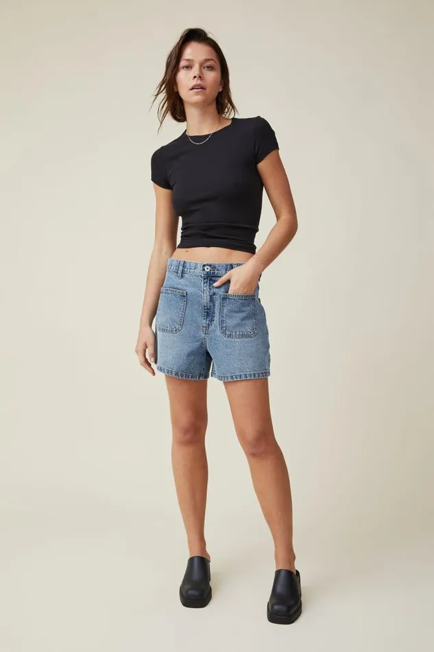 The One Organic Rib Crew Short Sleeve Tee Black Women Cotton On Tops The One Organic Rib Crew Short Sleeve Tee Black Women Cotton On Tops