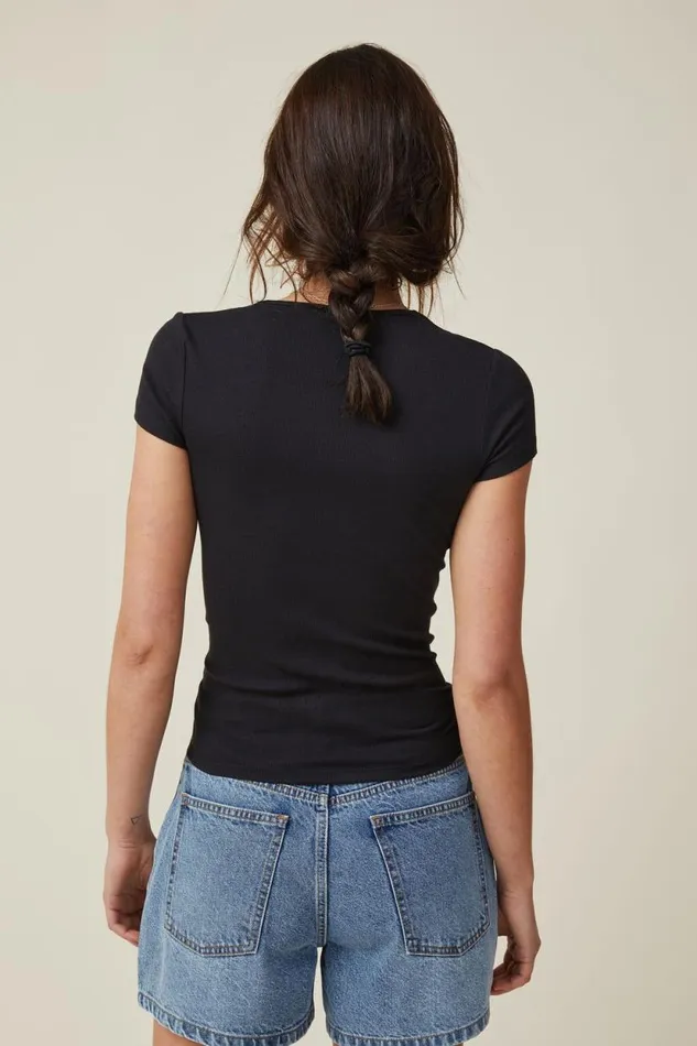 The One Organic Rib Crew Short Sleeve Tee Black Women Cotton On Tops The One Organic Rib Crew Short Sleeve Tee Black Women Cotton On Tops