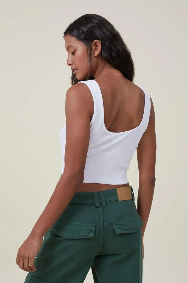 The One Organic Rib Crop Tank White Women Cotton On Tops The One Organic Rib Crop Tank White Women Cotton On Tops