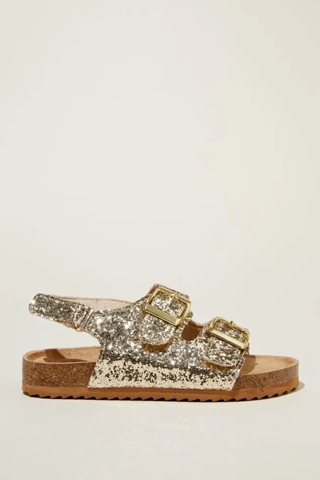 Theo Sandal Gold Chunky Glitter GirlsBoys Cotton On Flats and Sandals