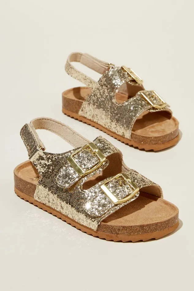 Theo Sandal Gold Chunky Glitter GirlsBoys Cotton On Flats and Sandals Theo Sandal Gold Chunky Glitter GirlsBoys Cotton On Flats and Sandals