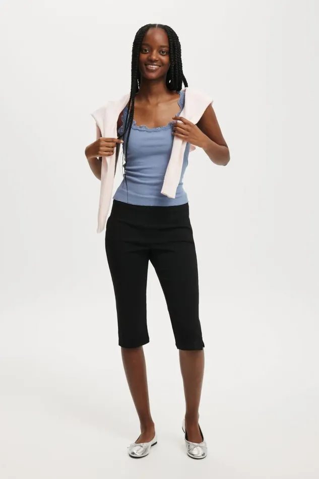 Tibby Lace Trim Tank Elemental Blue Women Cotton On Tops