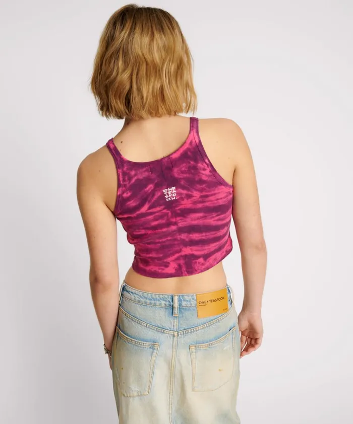 TIE DYE HEART CROPPED RIB TANK Women One Teaspoon Tees and Tanks TIE DYE HEART CROPPED RIB TANK Women One Teaspoon Tees and Tanks